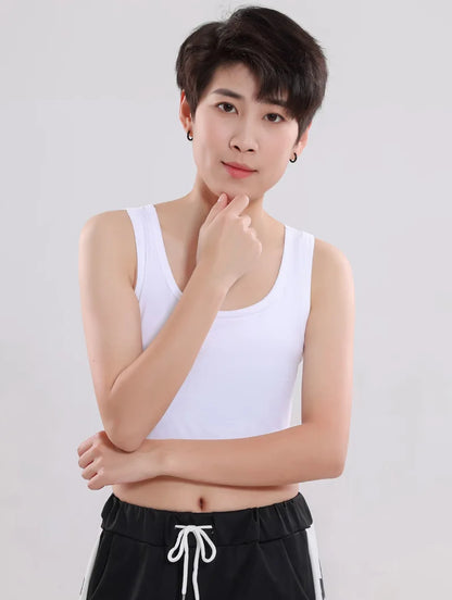 Women’s Half-Length Corset Top – Pullover Breast Binder with Bandage Tank Vest for Lesbian & Trans FTM