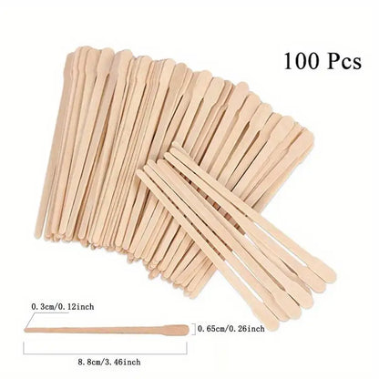 500PCS Disposable Wooden Wax Sticks – Hair Removal Spatula for Face, Eyebrows & Body Waxing, Beauty Tool