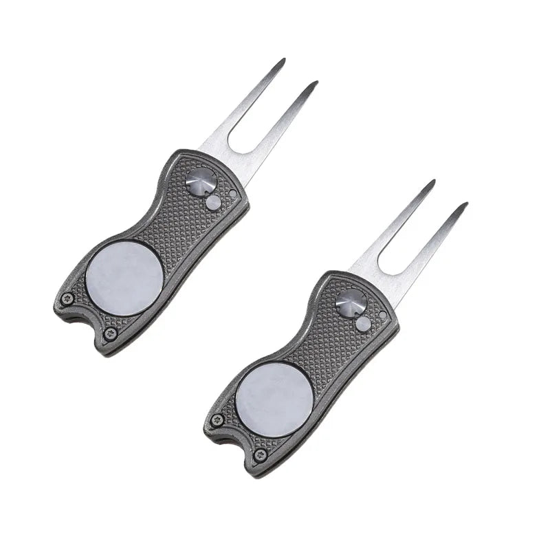 Foldable Golf Divot Repair Tool – Ball Marker & Groove Cleaner Putting Green Fork Accessory