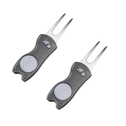 Foldable Golf Divot Repair Tool – Ball Marker & Groove Cleaner Putting Green Fork Accessory