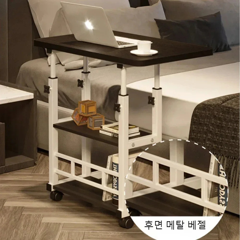 Adjustable Laptop Desk with Wheels - Portable Mobile Computer Table for Bedroom, Office & Study