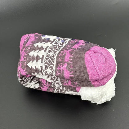 Fuzzy Plush Winter Socks - Warm Non-Slip Snowflake Slipper Socks for Women, Home & Sleeping