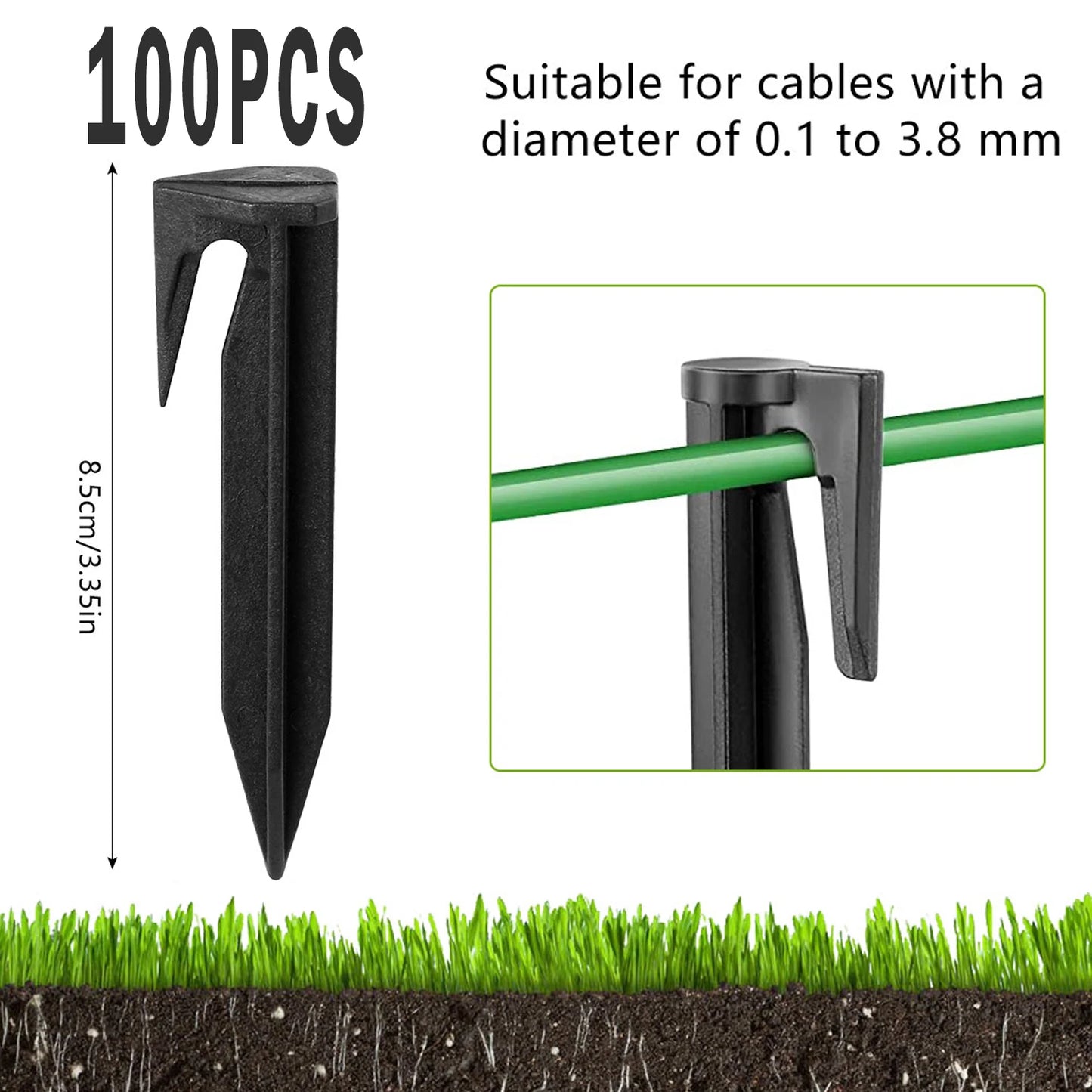 Garden Lawn Mower Ground Pegs - 100-300PCS Eco-Friendly Boundary Cable Stakes for Quick Installation