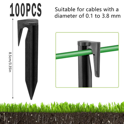 Garden Lawn Mower Ground Pegs - 100-300PCS Eco-Friendly Boundary Cable Stakes for Quick Installation