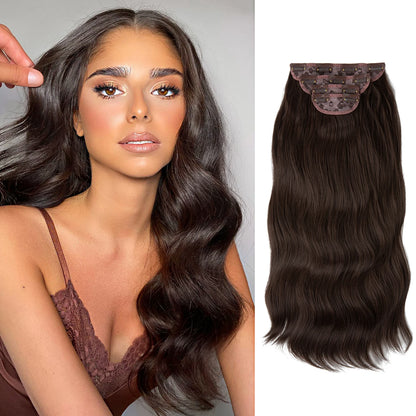 SARLA Synthetic Long Wavy Clip-In Hair Extensions 22" Thick Hairpiece for Women – Brown, Blonde, Black