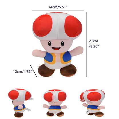 Mario Bros Plush Toys — Yellow, Blue, Red & Green Toad Toadette Stuffed Dolls | Soft Toys Birthday Gift for Kids