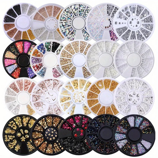Nail Art Rhinestone Gems - Glitter Crystal Beads Manicure Decoration Accessories for Professional Nail Design