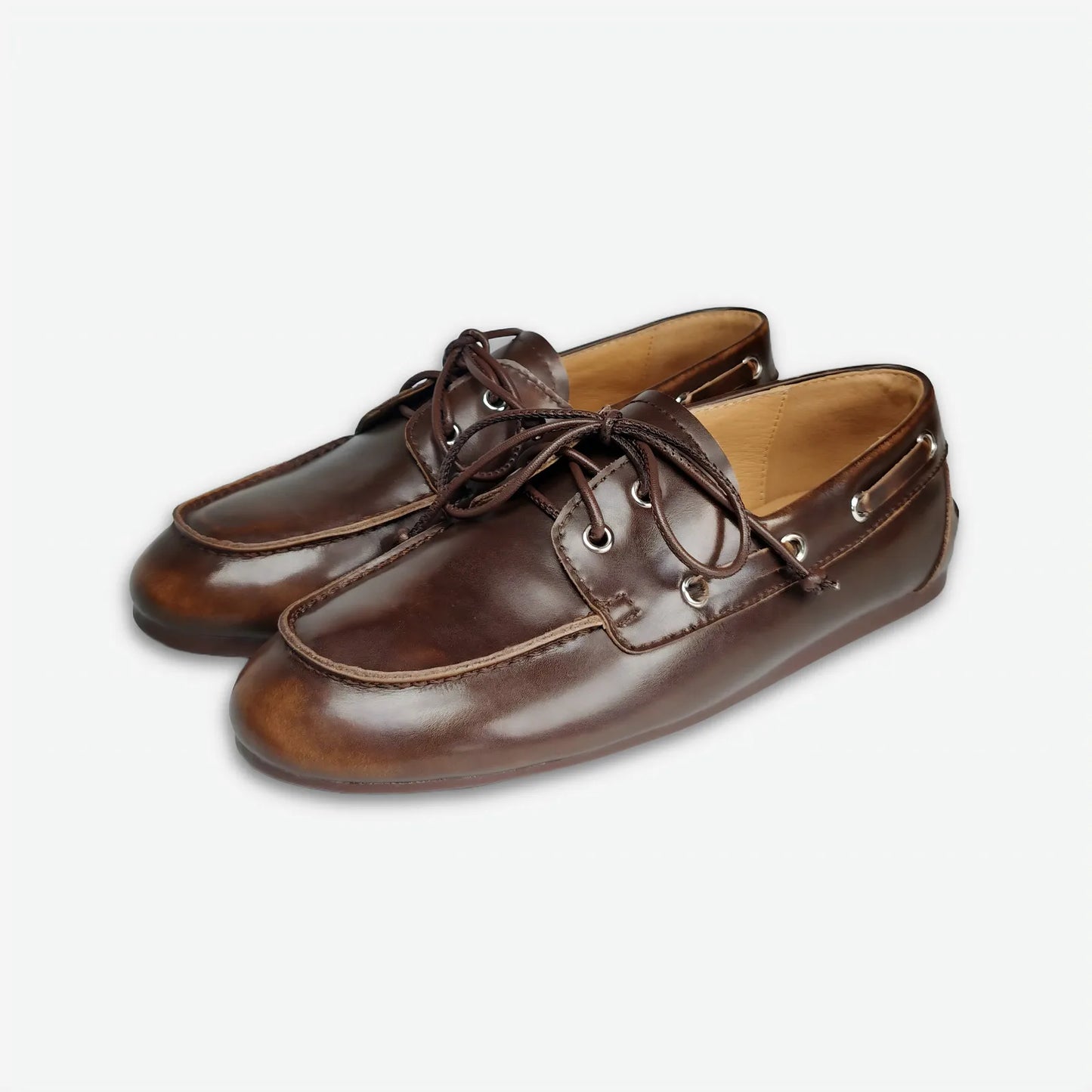 QUTAA 2025 Women’s Fashion Flats — Cow Leather Spring Ballet Loafers, Lace-Up Round Toe Casual Shoes, Sizes 34-41