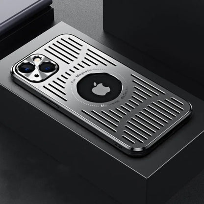 Metal Magnetic MagSafe Case with Heat Dissipation for iPhone 12 13 14 15 16 Pro/Pro Max – Logo Cutout, Wireless Charging Compatible