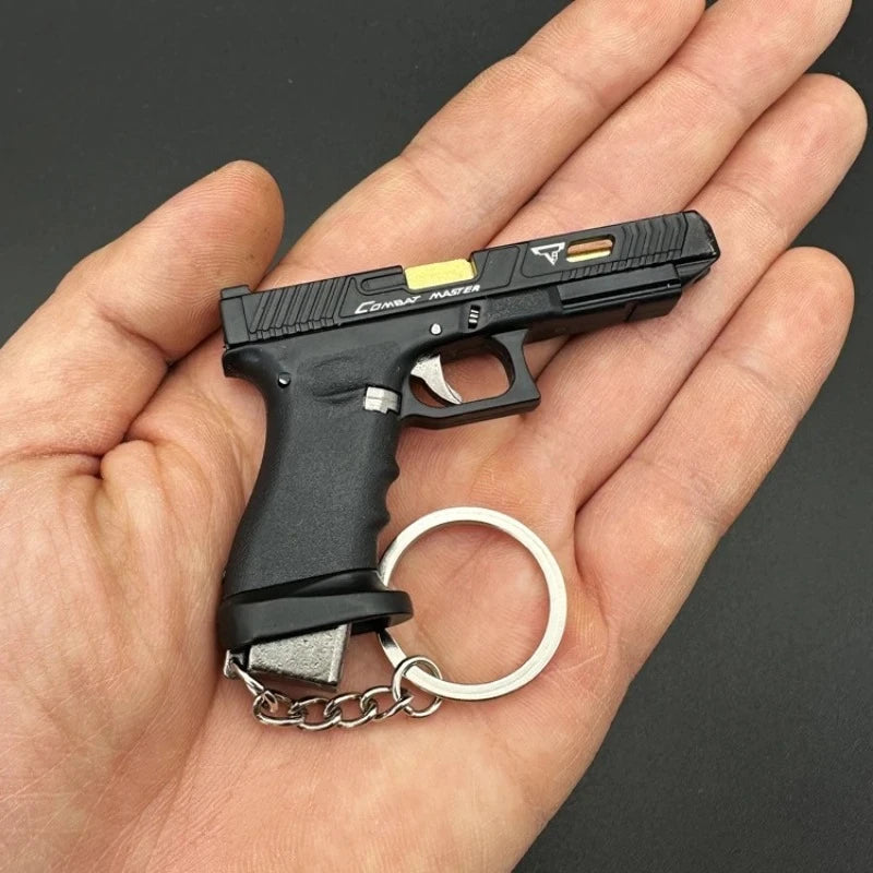 1:3 Mini G34 Pistol Model Keychain - Semi-Alloy Disassembly Toy Bag Pendant Collectible Craft