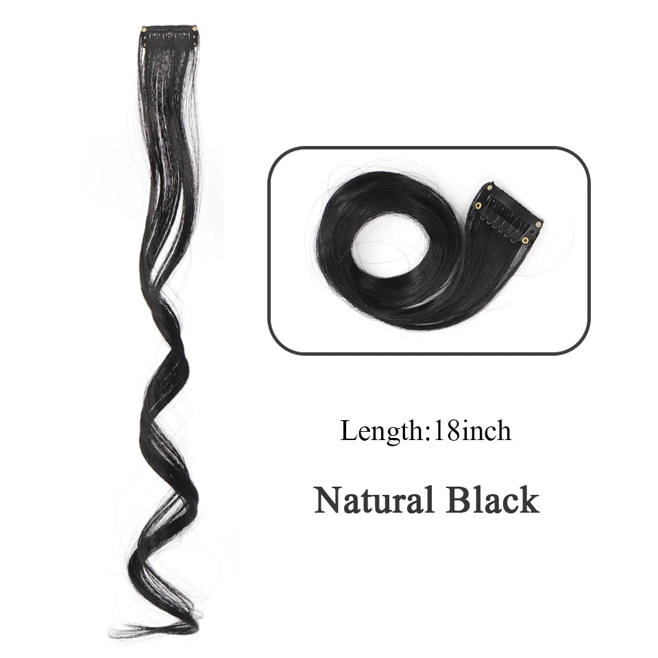 HUAYA 18" Synthetic Clip-In Colorful Curly Hair Extension – Ombre Pink Purple Red Blue Hair Piece