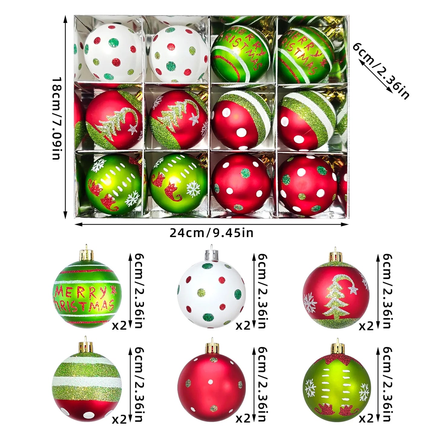 34/12/9PCS Grinch Christmas Ball Ornament Set – Green Monster Xmas Tree Decorations for Holiday Home Decor