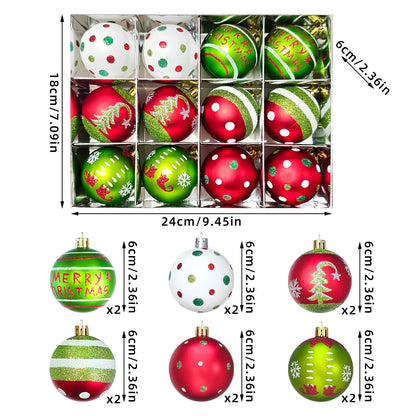 34/12/9PCS Grinch Christmas Ball Ornament Set – Green Monster Xmas Tree Decorations for Holiday Home Decor