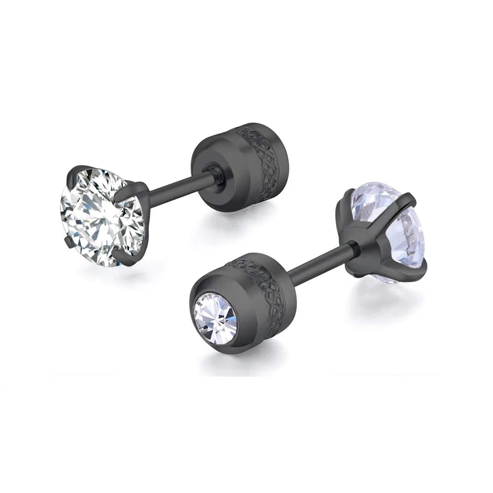 Medical Stainless Steel Crystal Zircon Ear Studs – Hypoallergenic Tragus & Cartilage Screw Piercing Earrings Jewelry
