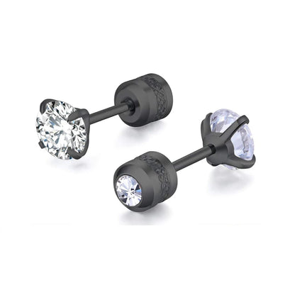 Medical Stainless Steel Crystal Zircon Ear Studs – Hypoallergenic Tragus & Cartilage Screw Piercing Earrings Jewelry