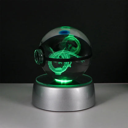 Pokemon Crystal Ball Night Light – Pikachu, Gengar, Eevee, Mewtwo & Lucario LED Pokeball, Kids Birthday Gift & Home Decor