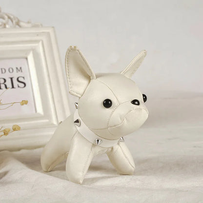 Punk French Bulldog PU Leather Dog Keychain — Fashion Bag Charm for Women Car Key Ring