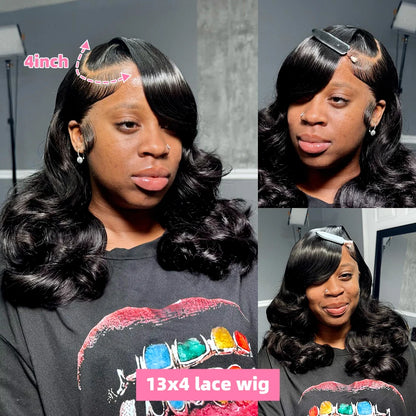 Brazilian Body Wave Short Bob Wig – 13x4/13x6 HD Transparent Lace Front, Pre-Plucked 5x5 High Density Human Hair Lace Frontal Wig