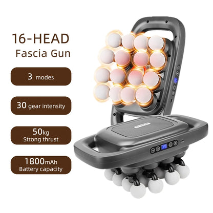 16-Head Fascia Massage Gun – High-Frequency Vibration Body Massager for Back, Waist, Neck, and Shoulders, Muscle Relief