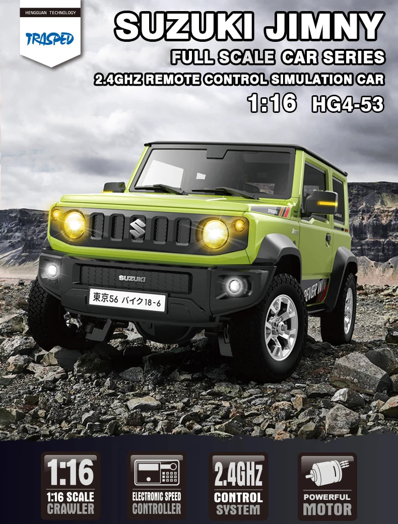 HG4-53 Pro Suzuki Jimny 1/16 Scale RC Car with Light, Sound & Smoke – 2.4G Remote Control Crawler