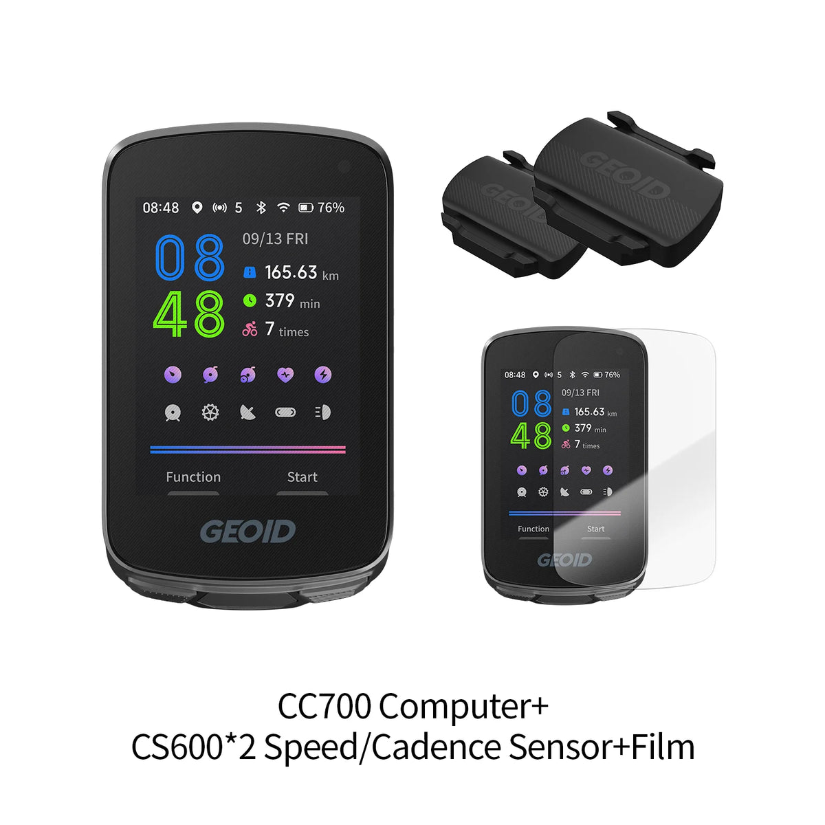 GEOID CC700/PRO Bike Computer - Wireless Color Screen Cycling Speedometer with ANT+, WiFi, IPX7 Waterproof & Odometer