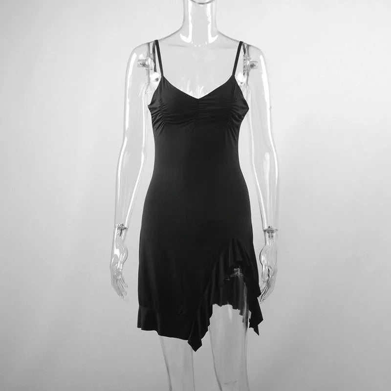 Summer Sexy Mini Dress for Women - Sleeveless, Backless Bodycon, Split Folded A-Line Dress, Party & Club Wear