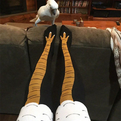 Men's 3D Chicken Print Socks - Funny Cartoon Thigh-High Cotton Cosplay Socks