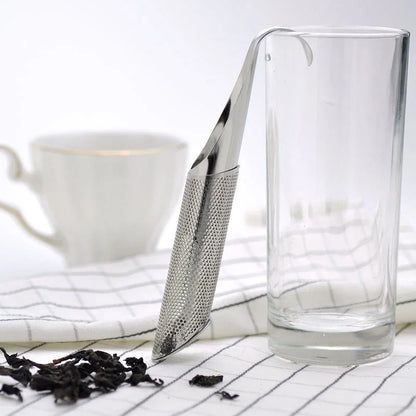 New Tea Strainer – Stainless Steel Infuser Pipe Design with Holder, Tea Spoon, and Filter for Perfect Brew