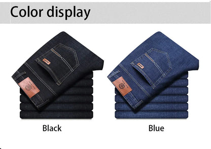 Men’s Classic Black Jeans — Soft Biker Denim Pants Jean Homme Pantalones Hombre Masculino Overalls, Sizes 32-38