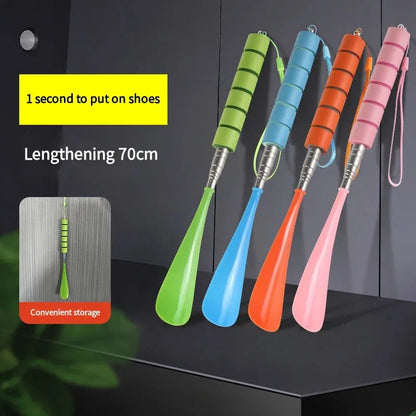 Stretchable Long Metal Shoehorn 30-71cm – Shoe Spoon for Pregnant Women & Elderly, No-Bend Shoe Wearing Aid