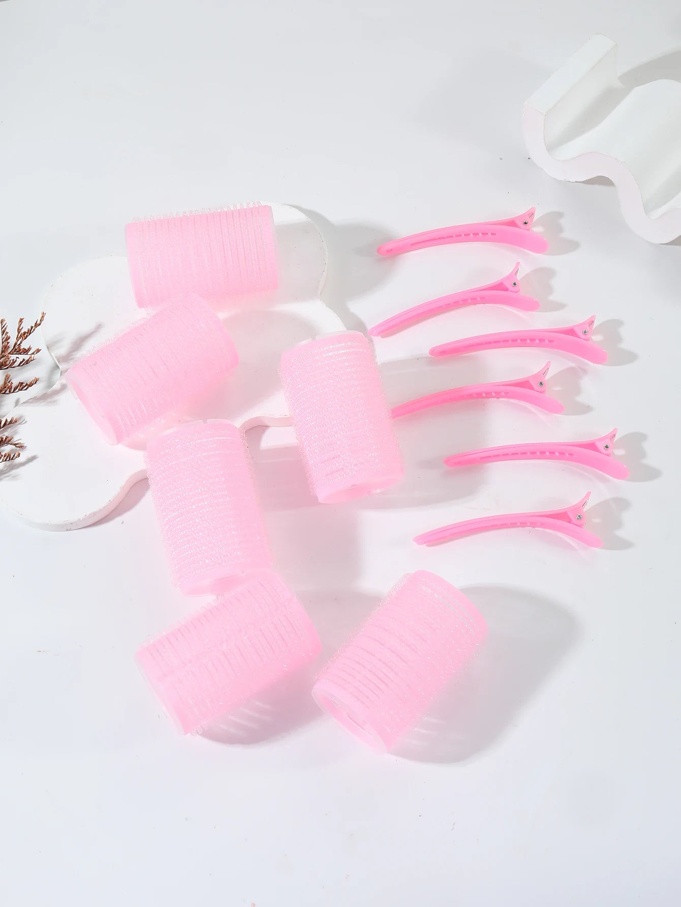 12pcs Air Bar Curling Iron Tube Set – Self-Adhesive Hair Rollers & Bangs Clips for Styling Real Hair & Wigs