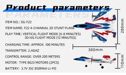 F22 RC Foam Plane – 4-Channel 6G Auto Stabilization with 4K Camera Remote Control Toy