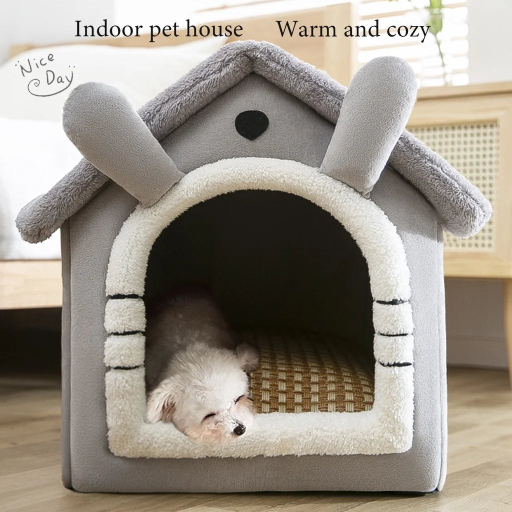 Foldable Pet Sleeping Bed - Removable & Washable Cat/Dog Bed - Cozy Kennel for Indoor Use, Perfect Cat Nest or Dog House