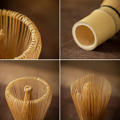4/6Pcs Bamboo Matcha Tea Whisk Set – Scoop, Brush, Strainer & Bowl for Japanese Tea Ceremony