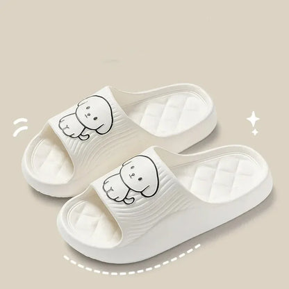 Cute Couple Pillow Slippers – Women’s Summer 2024 Non-Slip Indoor Bath Sandals with Thick EVA Sole