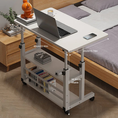 Adjustable Height Swivel Wheel Bedside Table – Mobile Rolling Desk for Laptop, Dormitory & Bedroom Use