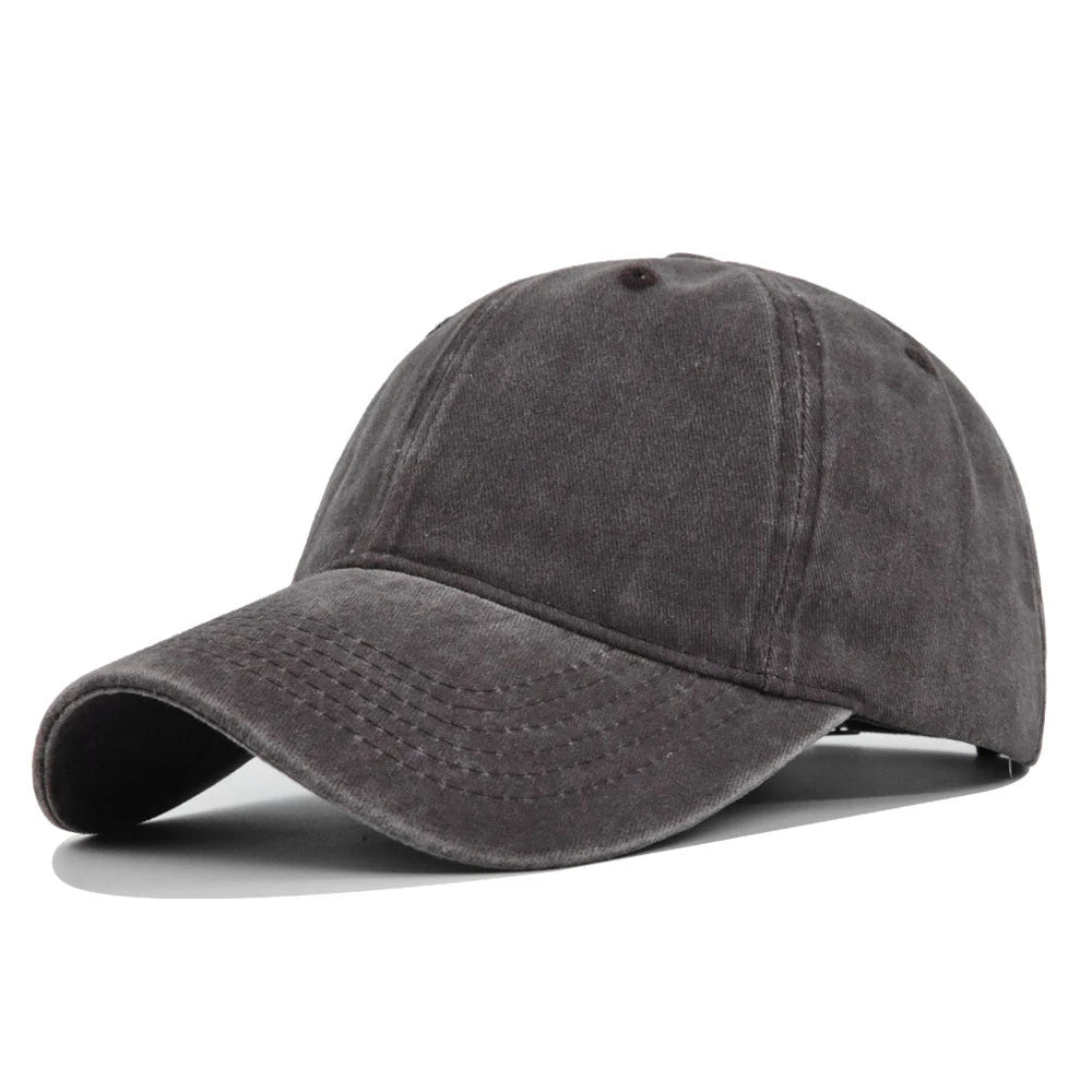 Baseball Snapback Cap – Pure Color Cowboy Hat, Water-Washed Hip Hop Fitted Cap for Men & Women, Spring & Autumn