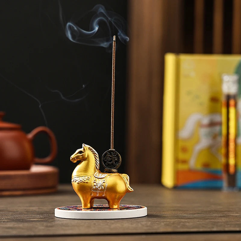 2026 Year of the Horse Incense Burner - Creative Resin & Ceramic Zodiac Incense Stick Holder & Ornament