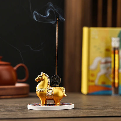 2026 Year of the Horse Incense Burner - Creative Resin & Ceramic Zodiac Incense Stick Holder & Ornament