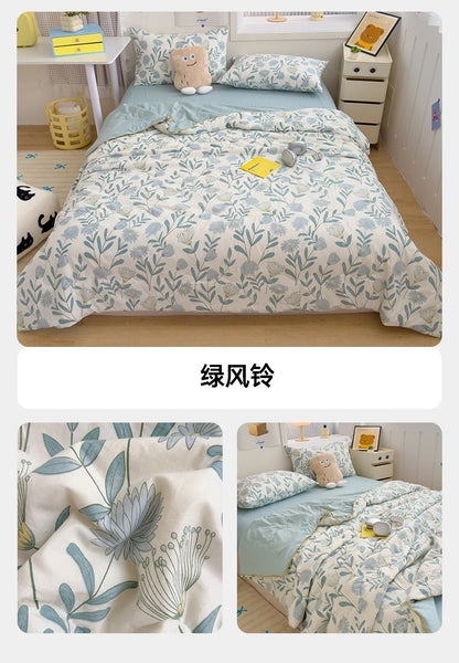 Washed Double Gauze Quilt – Lightweight Summer Comforter with Soya Fibre Filling, Soft & Breathable for Queen Size