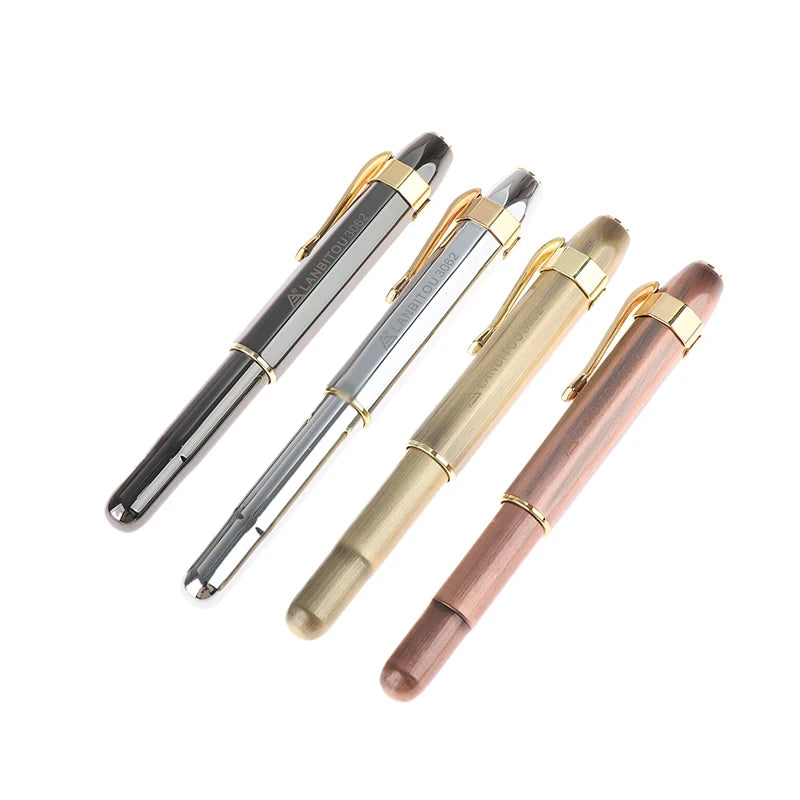 Antique Brass Pocket Rollerball Pen - Short Portable Smooth Writing Pen for Office, School & Gifts