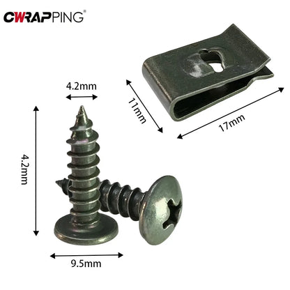 U-Type Car Fastener Clips - Metal Screw Retainer Clips for Engine Guard, Bumper & Undertray Repair