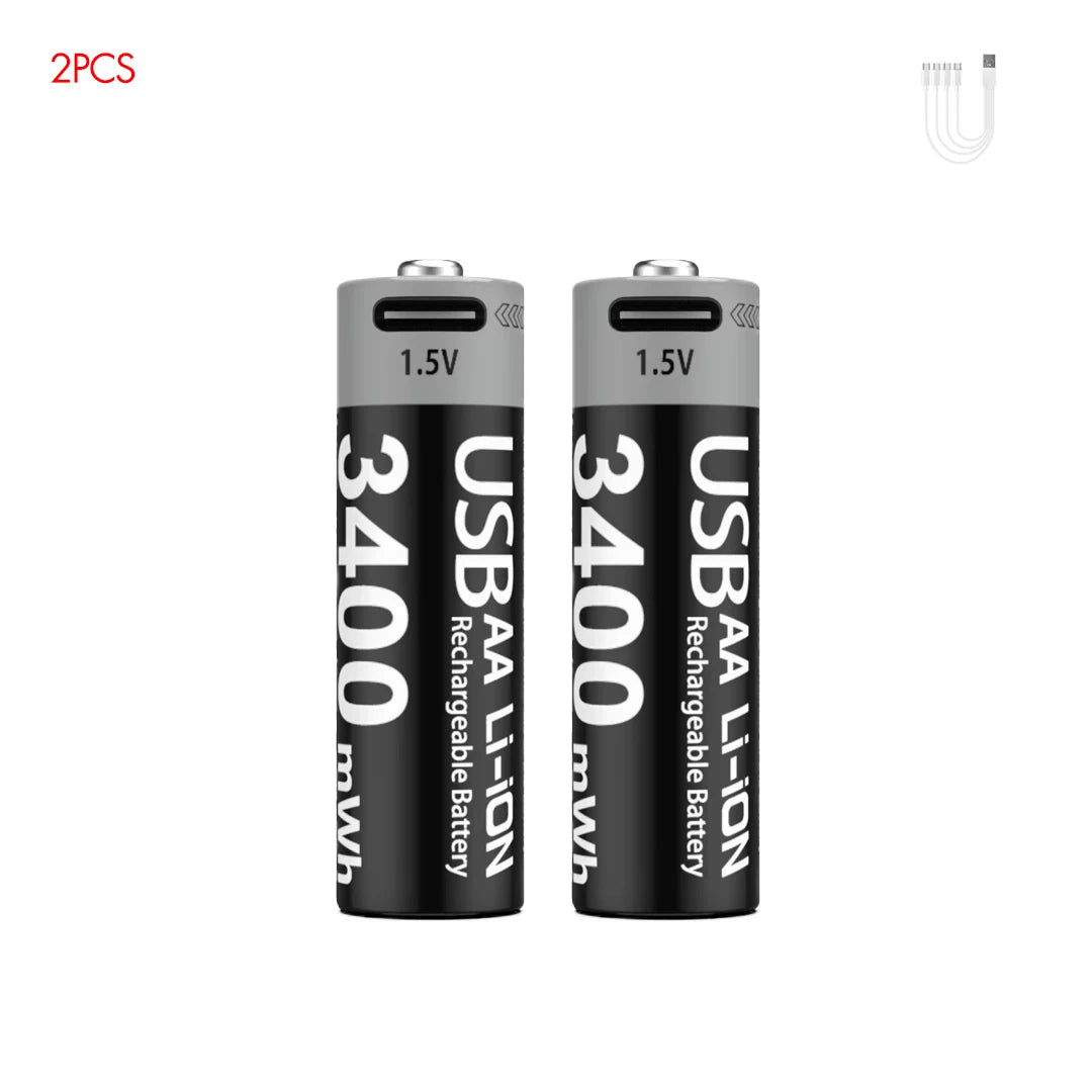 MATOV USB Rechargeable Li-ion AA 3400mWh & AAA 1100mWh 1.5V Batteries Pack