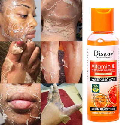 Yellow Peeling Lotion Oil – 100% Organic Exfoliating, Whitening & Nourishing Body Scrub with Hyaluronic Acid for Dark Skin