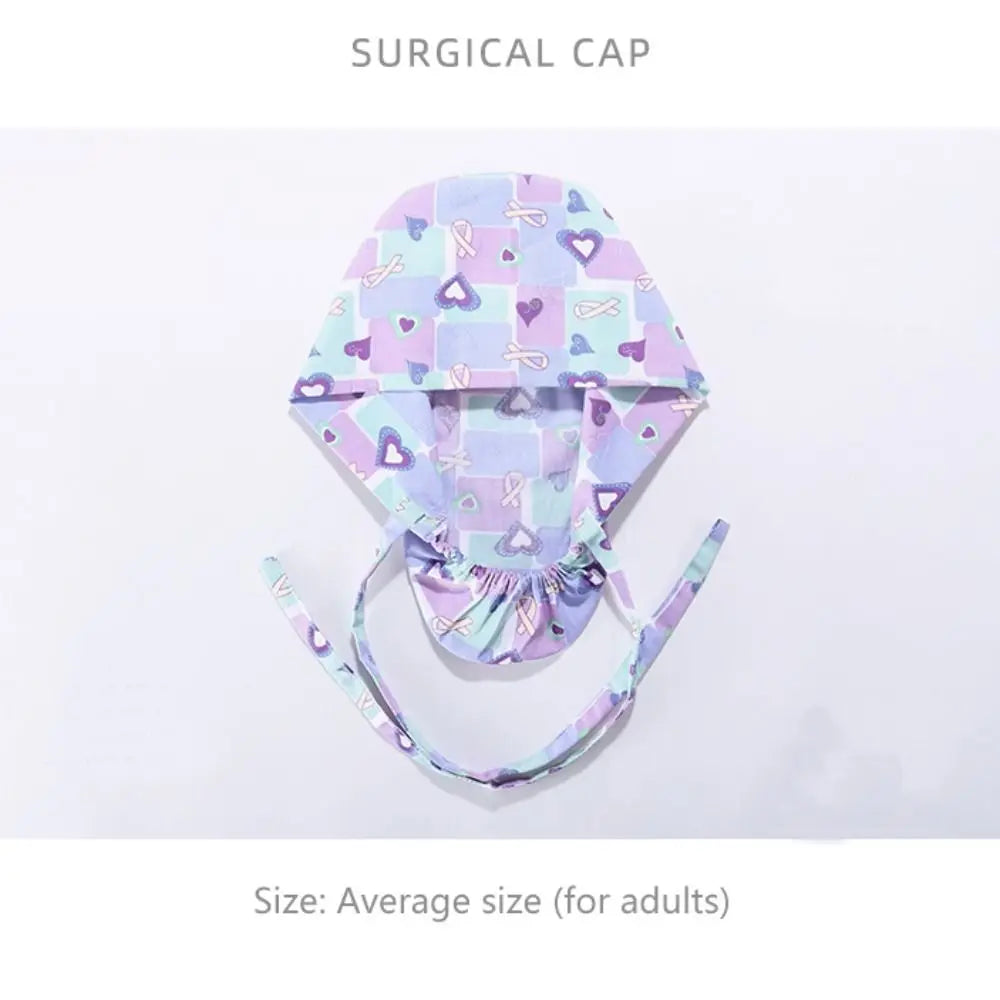 Adjustable Surgical Scrub Cap with Buttons – Ponytail Bouffant Nursing Turban Hat for Women & Men