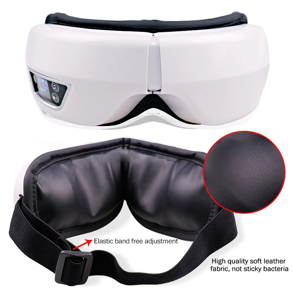 6D Smart Eye Massager – Vibration & Airbag Compression, Bluetooth Music Eye Care Glasses for Fatigue Relief