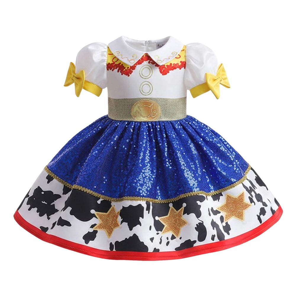 Jessie Cowgirl Costume Dress for Girls - Toy Story Inspired Halloween Cosplay Party Outfit