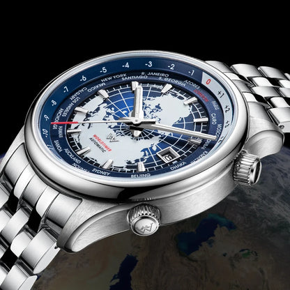 WM Welly Merck Automatic Mechanical Men’s Watch — High-Quality Sapphire, World Time, WM057 Luxury Timepiece