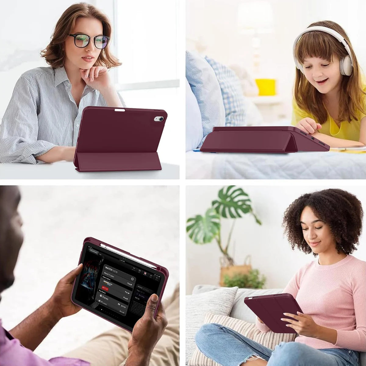 iPad A16 11th Gen Case - Slim Tri-Fold Stand Cover with Auto Sleep/Wake and Pencil Holder