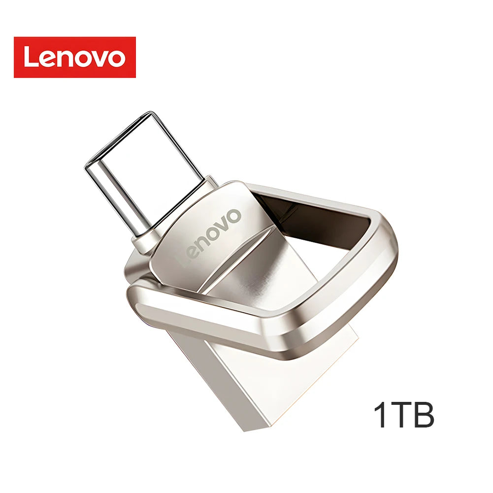 Original Lenovo 2TB USB 3.1 Pendrive – Metal 2-in-1 OTG Flash Drive for Phone & Computer (128GB, 512GB, 1TB, 2TB)